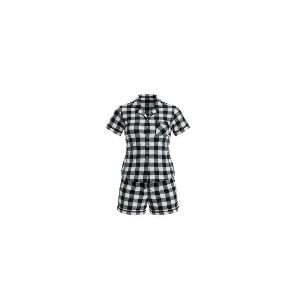 True by rue21 Pajama Set Womens XL Black White New Buffalo Plaid Short Sleeve
